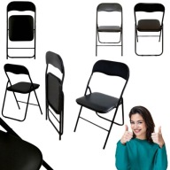 KRZESZŁO BIUROWE OGRODOWE SKŁADANE METALOWE CZARNE SOLIDNE AURORA