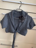 34 XS włoskie szare krótkie wełniane bolerko kwiat Made in Italy