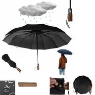 Parasol Duży Składany Parasolka Mocny Automat Pokrowiec Automatyczny Czarny