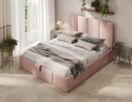 Łóżko tapicerowane z pojemnikiem 140x200 różowe