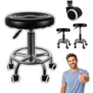 HOKER BAROWY STOŁEK FRYZJERSKI SOLIDNY TABORET KOSMETYCZNY NA KOŁKACH