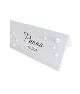 Winietki ślubne na stół, perełki, perły, personalizacja