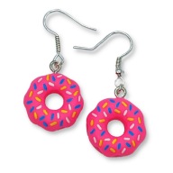 Kolczyki PĄCZKI Różowe Zabawne DONUTY z Lukrem Kreatywny PREZENT Posypka