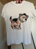 T-SHIRT DZIECIĘCY Z NADRUKIEM PIESKA R.146-152