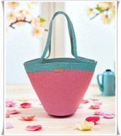 Torba koszyk miejski pleciony shopper na ramie koralowy La Panier M DUO