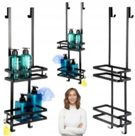 PÓŁKA ŁAZIENKOWA ZAWIESZANA METALOWA CZARNA POD PRYSZNIC WISZĄCA LOFTOWA