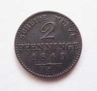 Prusy 2 pfenninge 1869 A