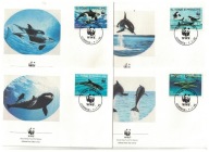 02-FDC-KP17- Wyspy Św.Tomasza,WWF,1992, Delfiny, Orki