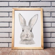 Plakat dekoracyjny A3 Zając królik grafika Montessori do pokoju dziecka