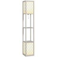 HOMCOM Lampa podłogowa nowoczesna 2 półki przełącznik łańcuszkowy 26x26x156