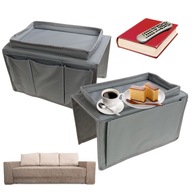 TACA NA KANAPĘ SOFĘ PODKŁADKA PODSTAWKA ORGANIZER NA PILOTY AKCESORIA szara