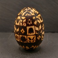 Drewniane jajko dekoracyjne – ręcznie wypalany wzór - Patchwork, Wielkanoc