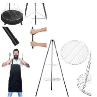 RUSZT STALOWY GRILL NA OGNISKO 50CM TRÓJNÓG DUŻE SOLIDNE PALENISKO OGRODOWE