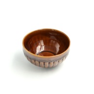 Ceramiczna miseczka prążkowana Mirostowice PRL lata 70 brązowa vintage