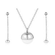 NA JUTRO Srebrny Komplet kolczyki PERŁA PERŁY Łańcuszek Ange PUDEŁKO stal