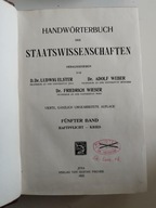 Handwörterbuch der staatswissenschaften Elsner Weber Wieser 1923 DWA TOMY