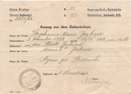GENERALNE GUBERNATORSTWO-KRAKAU -ŻYWIEC -1944 r- WYCIĄG Z AKTU URODZENIA