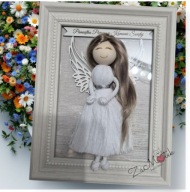 Ramka PREZENT NA KOMUNIĘ CHRZEST PAMIĄTKA I KOMUNII ANIOŁ STRÓŻ W RAMCE 3D