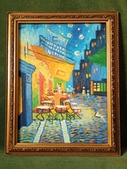 Rozświetlone miasto nocą - obraz olejny ręcznie malowany na płótnie