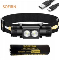 Latarka czołowa SOFIRN H25S 1200 lm LED 3000 mAh większy akumulator 18650