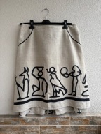 Semper - j. nowa beż ecru len egipskie wzory ozdobny tył 42!