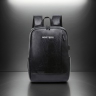 Plecak na Laptopa Skórzany Męski Damski Czarny Elegancki z portem USB