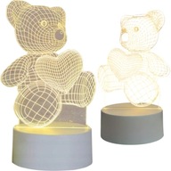 Lampka 3D Miś LED – Nocna Lampa dla Dzieci, Biurkowa USB, Idealny Prezent
