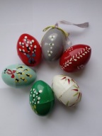 Jajka plastikowe 6 sztuk - pisanki ręcznie malowane - z czasów PRL-u