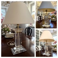 Luksusowa włoska lampa akrylowa z abażurem 1980r