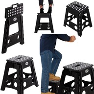 TABORET SKŁADANY STOŁEK POD PRYSZNIC PODSTAWKA PLASTIKOWY CZARNY SCHODEK