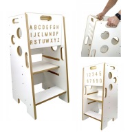 POMOCNIK KUCHENNY MONTESSORI KITCHEN HELPER CYFRY LITERY REGULOWANY SOLIDNY