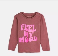 BAWEŁNIANA CIENKA BLUZKA KOSZULKA DŁUGI RĘKAW Z NAPISEM T-SHIRT 104 4 LATA