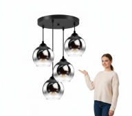 Lampa Sufitowa Wisząca Czarna Kule Grafitowe Cztery Nowoczesne