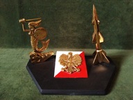 Duża ręcznie wykonana ozdoba na biurko - mosiądz / drewno