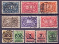 A6499 Niemcy D_Reich zestaw znaczków z lat 1921-1923, w tym hiperinflacja