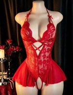 Czerwona Erotyczna bielizna seksowne body koronkowe rozmiar M/L