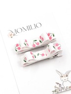 Momilio Spinki do włosów w różowe wisienki kokardki handmade