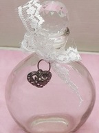 mała KARAFKA butelka ozdobna z korkiem szlifowanym szkło souvenir upominek