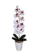 Storczyk pojedynczy jeden pędy sztuczny 58cm biały nakrapiany