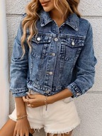 Kurtka jeansowa błękitna XXL do pasa długi rękaw guziki 2 kieszenie