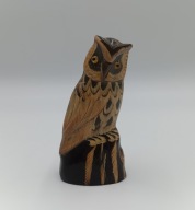 Ręcznie rzeźbiona figurka Sowa wykonana z rogu bawolego Tajlandia - 50. XXw