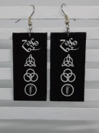 Kolczyki Led Zeppelin, decoupage prostokąty grafika muzyka Handmade