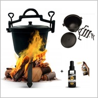 Garnek Myśliwski KOCIOŁEK ŻELIWNY 8L Na OGNISKO GRILL Węgierski + GRATISY