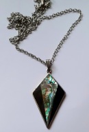 Vintage*naszyjnik z zawieszką - muszla paua abalone, alpaka
