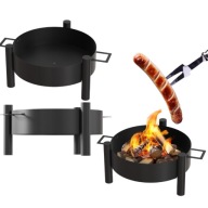 PALENISKO OGRODOWE GRILL KRATKI 60cm ROTONDO STALOWE GŁĘBOKIE OKRĄGŁE