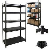 REGAŁ MAGAZYNOWY METALOWY 200x100x40 CZARNY MOCNY 5 PÓŁEK BIURA GARAŻU