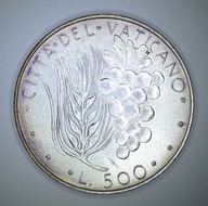 .WATYKAN, PAWEŁ VI, 500 LIRÓW. Ag 32