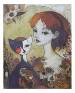 Obraz Akwarela Dama z Kotem