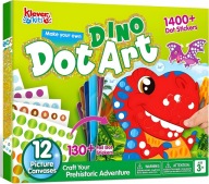NAKLEJKI DOT ART DINOZAUR ZESTAW KREATYWNY BEZ BAŁAGANU PREZENT DZIECI 3+