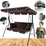 HUŚTAWKA OGRODOWA METALOWA 3OSOBOWA ŁAWKA BUJANA ZDASZKIEM PODUSZKI BRĄZOWA